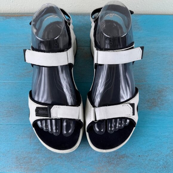 Ecco Womens Yucatan Sandal White Adjustable Sport Outdoor Offroad Racer Size 38 - Picture 2 of 10